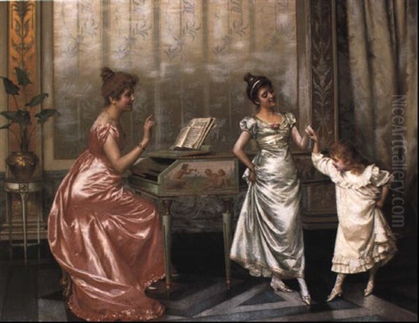 The Dancing Lesson Oil Painting by Vittorio Reggianini