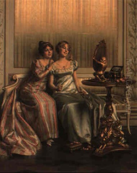 The New Necklace Oil Painting by Vittorio Reggianini