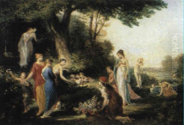 Ninfe Nel Paesaggio Oil Painting by Vittorio Reggianini