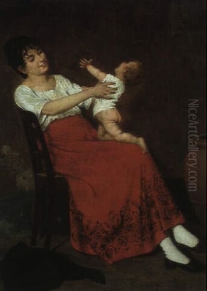 Mutter Mit Kind Oil Painting by Vittorio Reggianini