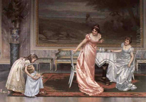 Silks And Satins Oil Painting by Vittorio Reggianini