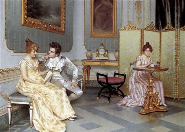 The Conversation Oil Painting by Vittorio Reggianini