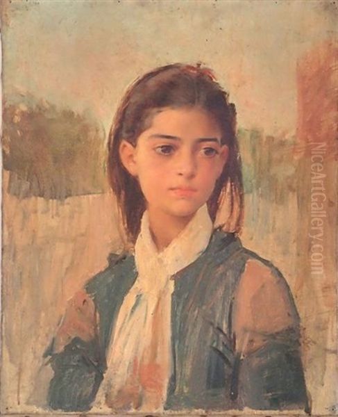 Portrait De Jeune Fille Oil Painting by Henri Regnault