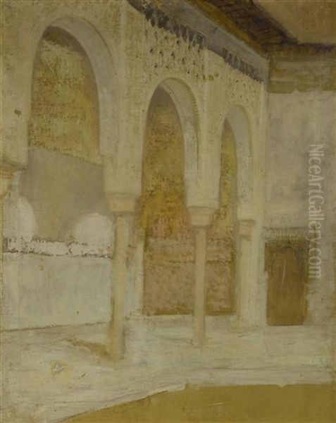 Die Saulenhalle Der Alhambra Oil Painting by Henri Regnault