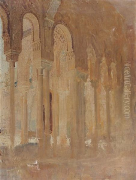 Colonnade Du Patio Des Lions, L'alhambra, Grenade Oil Painting by Henri Regnault