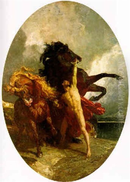 Automedon And The Horses Of Achilles Oil Painting by Henri Regnault