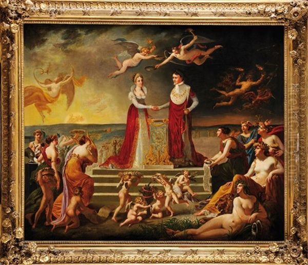 Allegorie Du Mariage De Napoleon 1er Et De Marie Louise Oil Painting by Jean-Baptiste Regnault