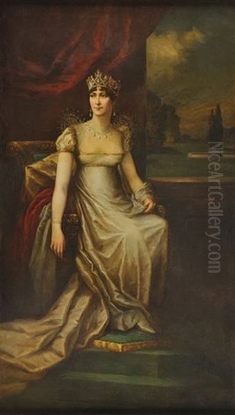 Portrait De Sa Majeste L'imperatrice Josephine Portant Sa Grande Parure De Diamants Oil Painting by Jean-Baptiste Regnault