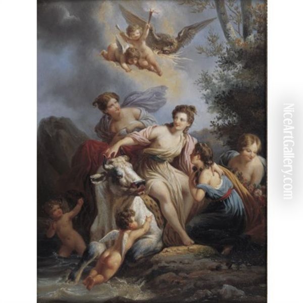 The Rape Of Europa (+ The Birth Of Venus; Pair) Oil Painting by Jean-Baptiste Regnault