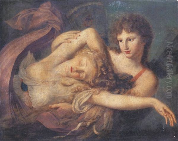 Psyche Endormie Enlevee Par Zephir Oil Painting by Jean-Baptiste Regnault