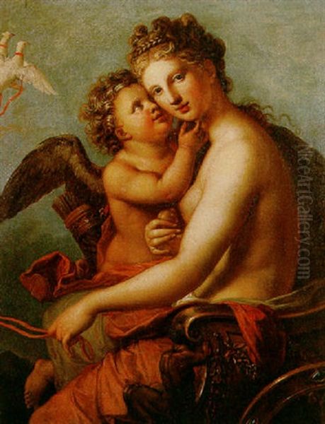 Venus And Cupid Oil Painting by Jean-Baptiste Regnault