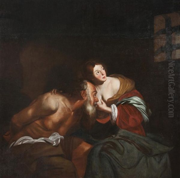 Cimon Und Pero (caritas Romana) Oil Painting by Nicolas Regnier