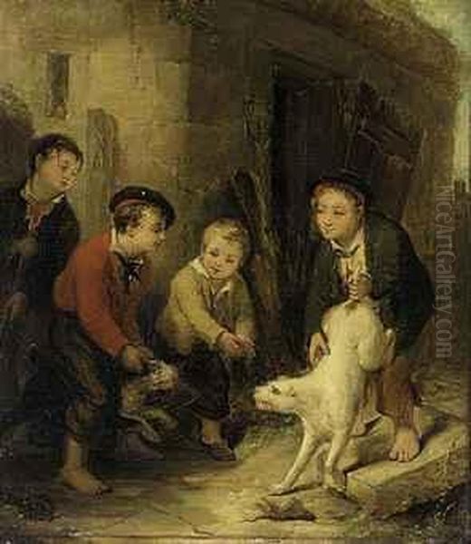 The Boys And Dogs Oil Painting by William Bonnar