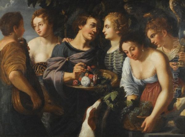 An Allegory Of The Five Senses Oil Painting by Nicolas Regnier