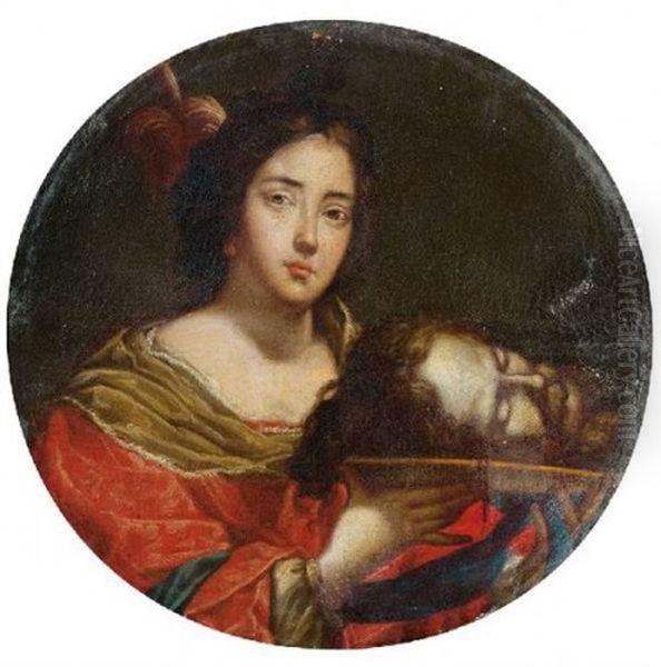 Salome Tenant La Tete De Saint Jean-baptiste Oil Painting by Nicolas Regnier