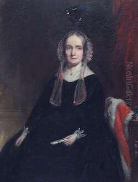 Half Length Portrait Of A Lady Oil Painting by William Bonnar