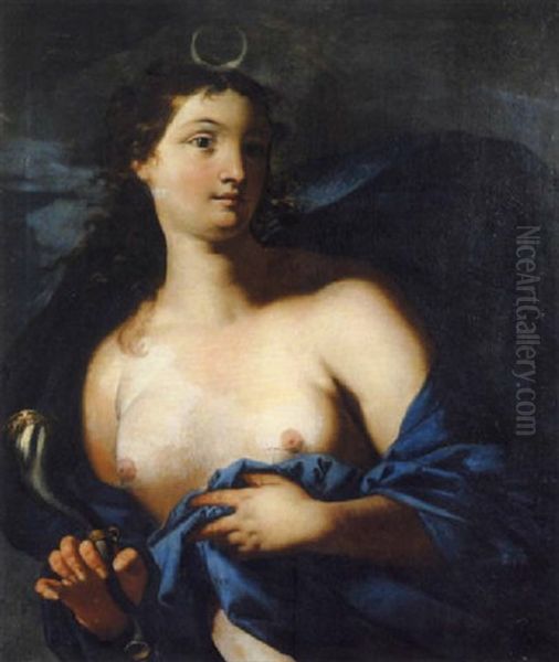 Die Gottin Diana Mit Jagdhorn Oil Painting by Nicolas Regnier