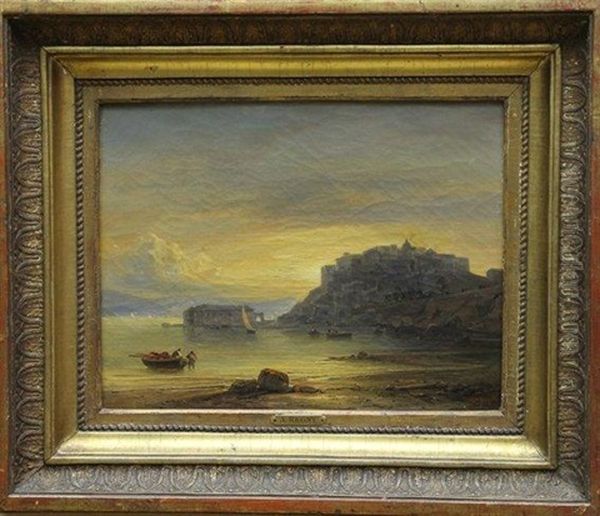 Village Au Bord De La Mer Oil Painting by Alphee De Regny