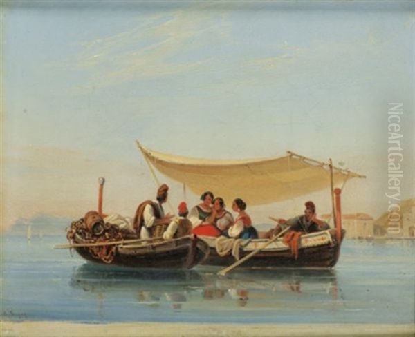 Apres Midi Au Large Du Cap Du Pausilippe Oil Painting by Alphee De Regny