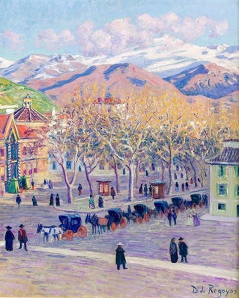 Plaza Granadina Oil Painting by Dario de Regoyos