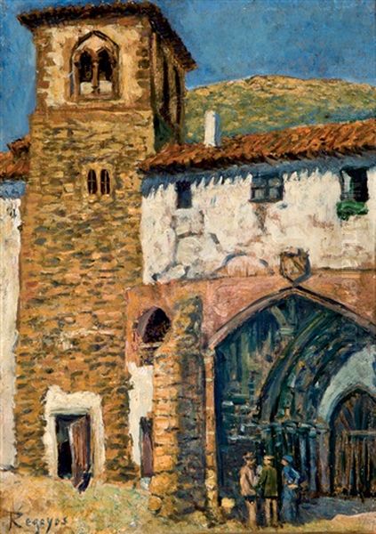 A La Puerta De Una Iglesia En San Juan De Ona, Burgos Oil Painting by Dario de Regoyos