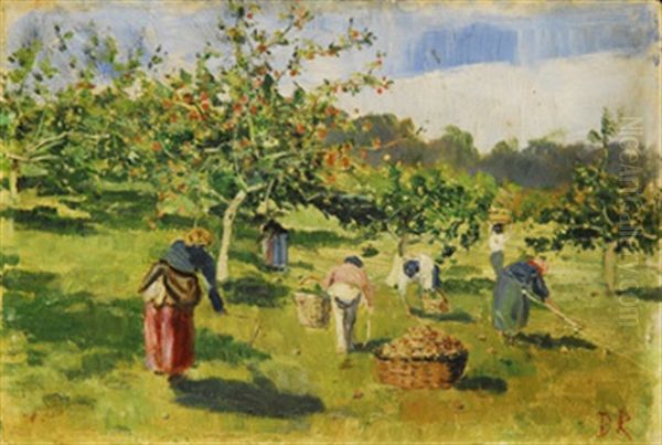 La Cosecha De Las Manzanas Oil Painting by Dario de Regoyos