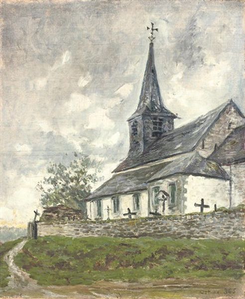 Rural Church Oil Painting by Dario de Regoyos