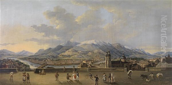 Panorama Von Innsbruck, Vom Stadtturm Aus Gesehen Oil Painting by Friedrich Rehberg