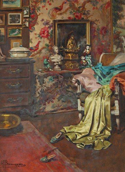 Interieur Au Deshabille Oil Painting by Alexandre-Francois Bonnardel