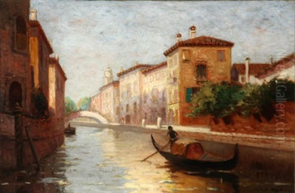 Venice Canal Scene Oil Painting by Frank Knox Morton Rehn