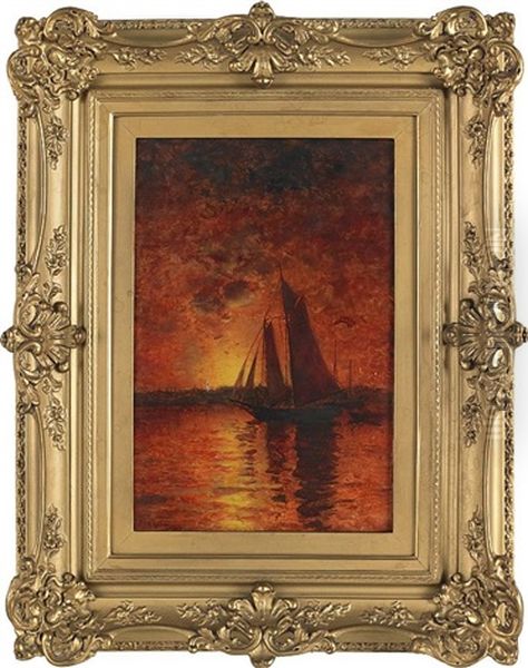 Seascape Of A Sunset Oil Painting by Frank Knox Morton Rehn