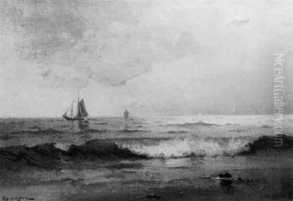 Monochrome Seascape Oil Painting by Frank Knox Morton Rehn