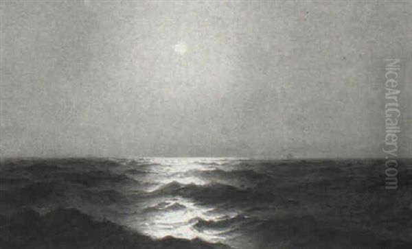 Moonlit Seascape Oil Painting by Frank Knox Morton Rehn