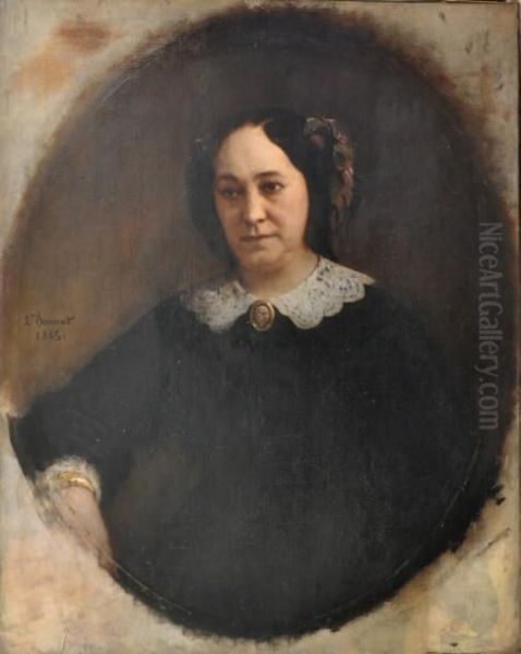 Portrait De Madame Bonnat Assise Oil Painting by Bonnat Leon