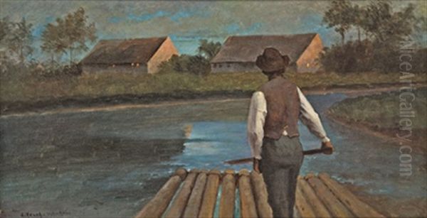 Abend Am Flus Oil Painting by Albert Reich