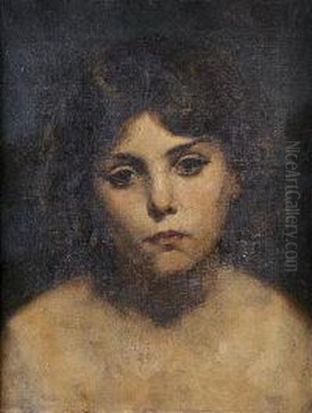 Portrait Of A Little Girl Oil Painting by Bonnat Leon