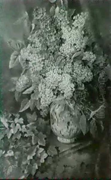 Flieder In Vase Oil Painting by Augusta Wilhelmine Reichelt