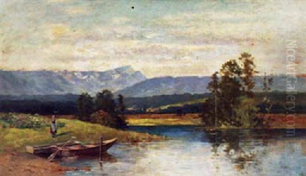 Ostensee Mit Zugspitze Oil Painting by Eugen Reichenbach