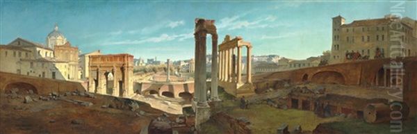 Panoramic View From Rome Overlooking The Roman Forum Oil Painting by Carl Reichert