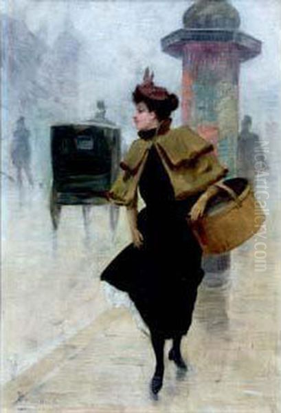 Elegante A Paris Oil Painting by Pierre Bonnaud