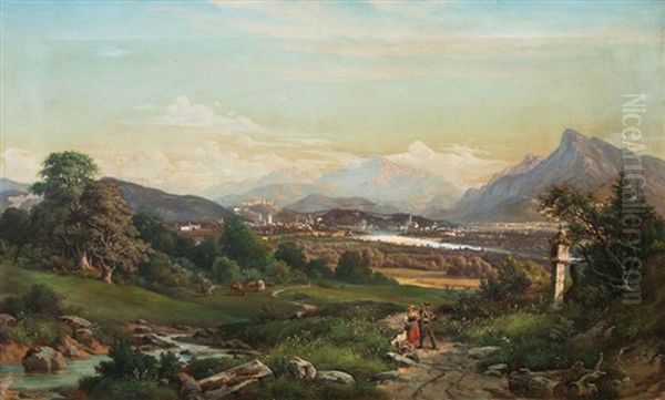 Blick Auf Salzburg Oil Painting by Carl Reichert