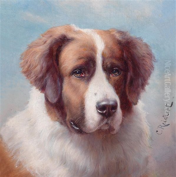 Portrait Of A St. Bernhard Oil Painting by Carl Reichert