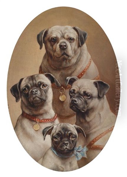 Familie Mops Oil Painting by Carl Reichert