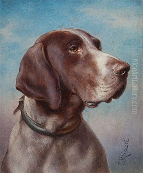 Kopf Eines Jagdhundes Oil Painting by Carl Reichert