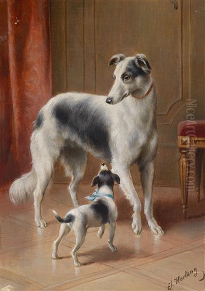 Windhunde Oil Painting by Carl Reichert