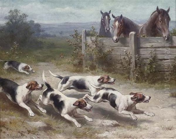 On The Chase Oil Painting by Carl Reichert