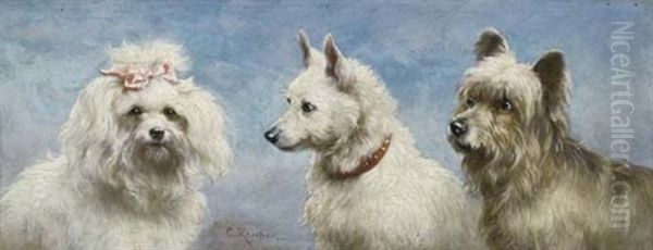 Drei Hunde Oil Painting by Carl Reichert