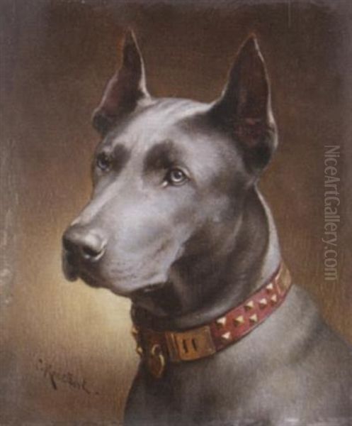 Portrat Einer Dogge Oil Painting by Carl Reichert