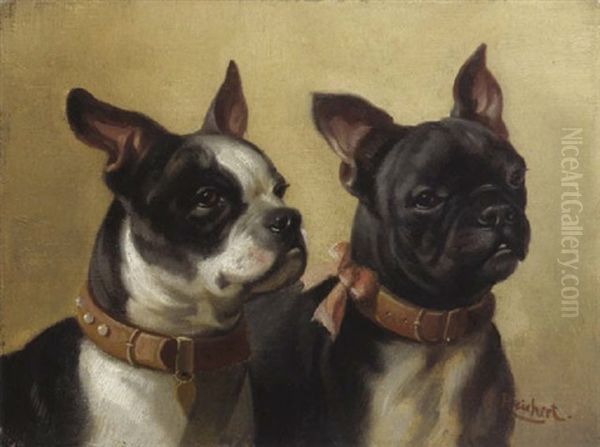 Terrierportraits Oil Painting by Carl Reichert