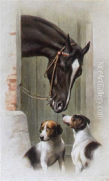 Zwei Beagle Freunde Auf Besuch Oil Painting by Carl Reichert